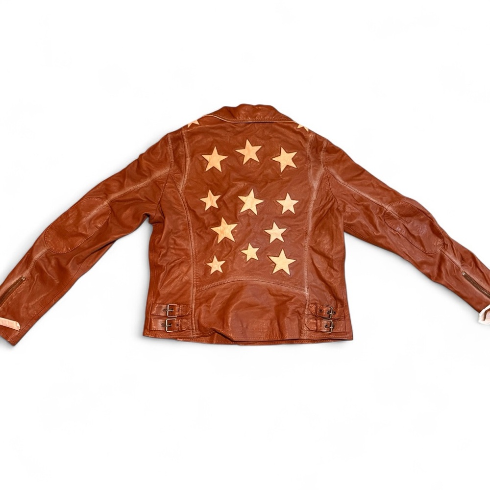Free People Mauritius Christy Leather Moto Jacket Stars NWT XXL 14